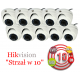 ZESTAW "STRZAŁ W 10": 10x KAMERA KOPUŁKOWA HD-TVI HIKVISION DS-2CE56D0T-IRM 2MPX 3.6mm IR20 12VDC TURBO HD 3.0